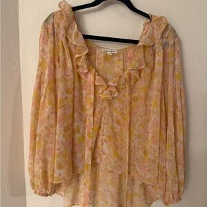 For Love And Lemons Floral Blouse - Pink and Yellow